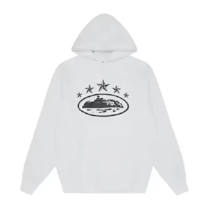 Corteiz 5 Starz Alcatraz Hoodie White